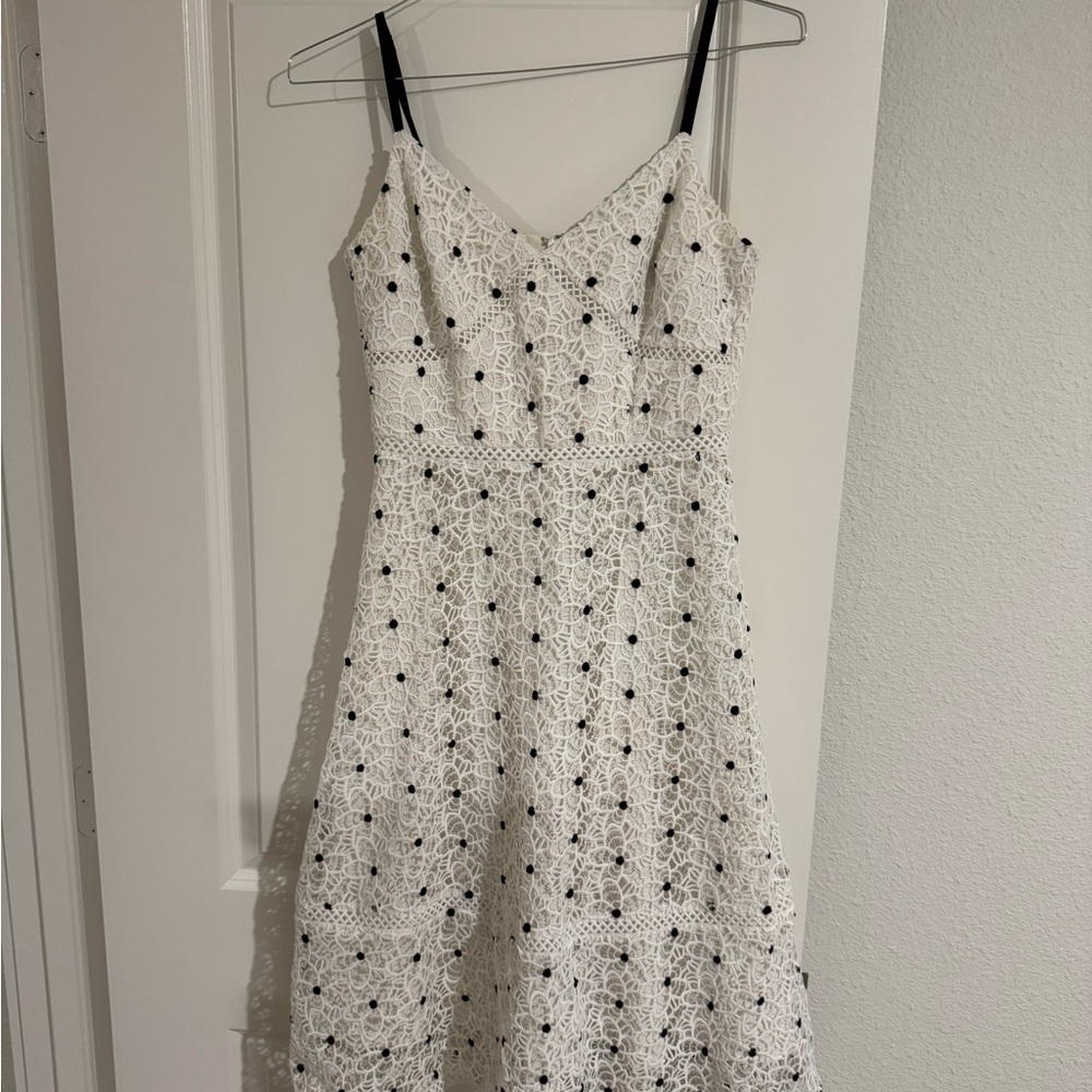 ANTONIO MELANI White and Black Lace Midi Dress